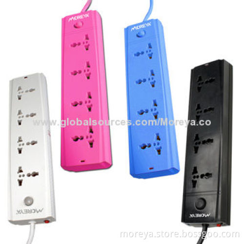 Power Strips, Universal Standard, 4-socket Outlet, Made of ABS Plastic, Overload ProtectionNew